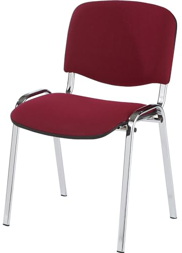 kaiserkraft | Besucherstuhl | stapelbar | Rückenlehne gepolstert | Gestell verchromt | Polster Bordeaux | VE 4 STK
