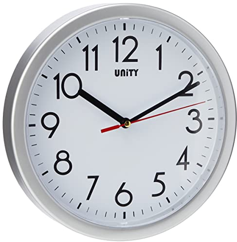 Unity Wall Clock, Hastings, Silent Sweep, Modern, Silver, 22 cm / 8.6-inch