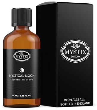 Mystix London | Mystical Moon Spiritual Essential Oil Blend 100 ml | Bergamot • Clary Sage • Cypress • Lavender • Tangerine | New Moon Energy & Intention | Vegan, GMO Free