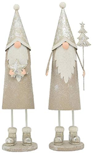 EXNER Nicolaus Santa Weihnachtsmann Metall Silber zum Stellen Weihnachten Dekoration (groß Baum)