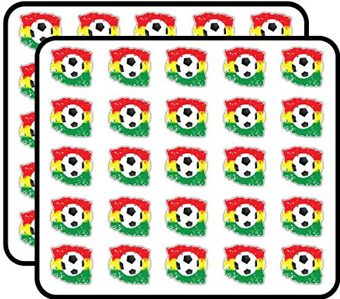Grunge Ghana Flag Soccer Ball Decorative Scrapbooking Sticker Waterproof Vinyl Stickers for Water Bottle, Laptop & Phone Case – 50 Pack