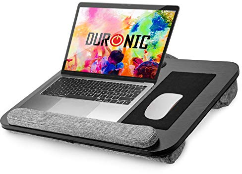 Duronic DML433 Laptopständer mit Handgelenkpolster, Ergonomischer Laptop Tisch mit Kissen, Laptop Halterung mit Schaumstoffkissenstütz,|Große Plattform mit integriertem Griff