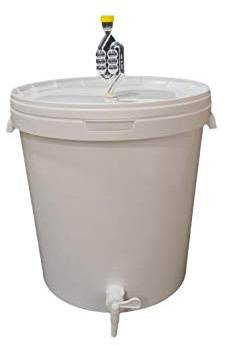 sil2018 Kompletter Gärbehälter 33L - Set: Gäreimer mit Gärröhrchen und Dichtgummi und Ablaufhahn aus Kunstoff, Eimer für Bier oder Wein mit Griff, weiß