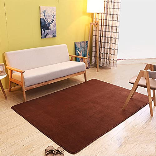 Alfombra de Terciopelo Coral Grueso de Color sólido Calidad Sofá marrón Suave Lavable Antideslizante Grande Rugs Rug Minimalista Moderna Sala De Estar Dormitorio Tatami Gateando Estera -120×140cm