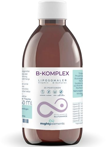 Mighty Elements Vitamin B-Komplex liposomal – B1, B2, B3, B5, B6, Biotin, Folsäure & B12 hochdosiert, flüssig, vegan, ohne Zusätze, hohe Bioverfügbarkeit, 250 ml