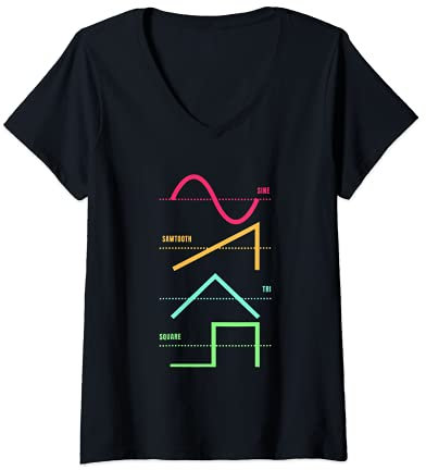 Damen Synthesizer Techno Modular Synth Analog Nerd T-Shirt mit V-Ausschnitt