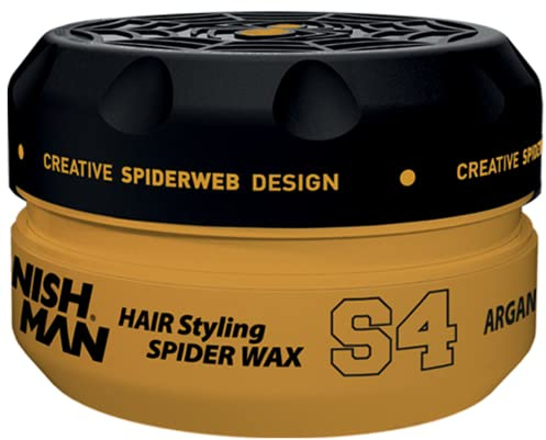 NISHMAN Aqua Spider Wax S4 – Argan 150g – Aroma Gold One – Fijación Fuerte y Acabado Brillante Cera Capilar para Hombres, Peinado Flexible para Todo Tipo de Cabello