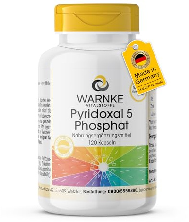 Pyridoxal-5-Phosphat 100 mg - 120 Kapseln - schluckfreundlich - P-5-P mit 25 mg Zink, 68,5% Vitamin B6 | Warnke Vitalstoffe - Deutsche Apothekenqualität