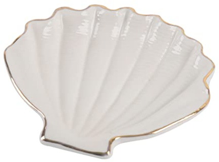 Zerodeko Plateau Coquillage En Céramique Pour Bijoux 11.5 X 10 X 2 Cm Présentoir Décoratif Polyvalent Pour Maison Hôtel Fête Rangement Bagues Et Accessoires