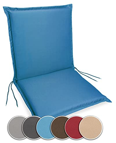 sunnypillow Gartenstuhlauflage Niedriglehner 100 x 50 - Stuhlauflagen Extra Dicke 9 cm - Auflage für Gartenmöbel UV-Lichtecht, Wasserdicht - Outdoor Stuhlkissen für Gartenliegen - Blau