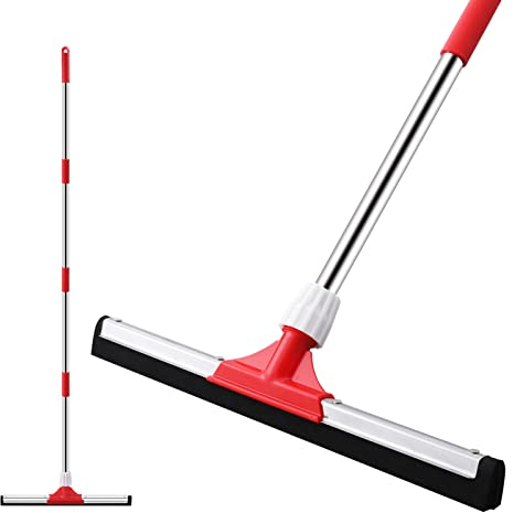 Mitclear 43cm Wasserschieber/Bodenwischer mit verlängertem Stiel(147cm), Nasser Boden doppelte Schaumabzieher Hochleistung, Wasserabzieher für Innen- und Außenbereiche Garage Dusche Bad Garten Küche