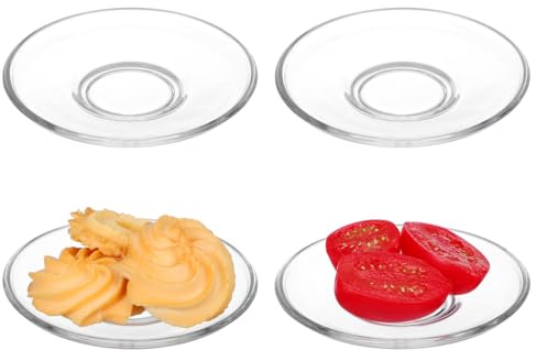 Alipis Glas Untertasse 4Er Set Runde 3.54 in Tee-Und Kaffeeuntertassen Durchsichtige Glasteller Für Teetassen Snacks Und Aufbewahrung Für Zuhause Restaurant Teestube Yoga-Raum