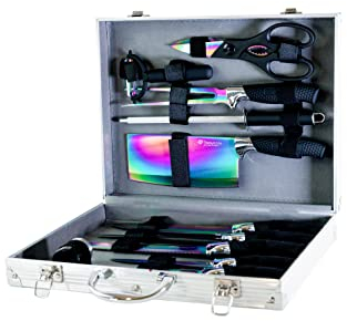 Pradel Excellence - PCOT001004 - Mallette Couteaux 12 Pièces - Lames Inox Revêtement Titane - Manches Polypropylène Soft-Touch - Coutellerie Essentiels - 1,99 kg, Grain