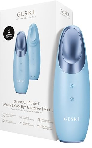 GESKE | Dispositivo energizzante effetto caldo e freddo SmartAppGuided™ | 6 in 1 | Dispositivo per massaggio oculare | Massaggiatore contro le occhiaie | Tratta borse e palpebre cadenti
