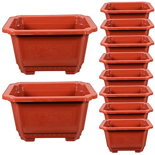Vaguelly 10 vasi da allenamento per bonsai 17 vasi da coltivazione per bonsai vaso di fiori rettangolare in plastica con fori di drenaggio, vaso di fiori profondo per vivaio giardino