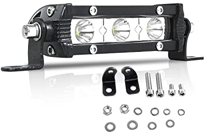 RIGIDON 10cm 15W Phare de Travail Led light Barre, Rangée Unique 12V 24V Spot Projecteur LED Voiture Etanche pour 4x4 Voiture Camion Tracteur Bateau, 6000K Blanche feu antibrouillard