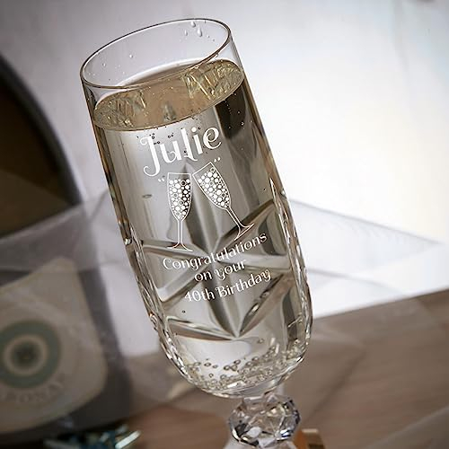 BGExpress Personalised Birthday Flamenco Champagne Flute Prosecco Glasses 40th Birthday Gift for Her, Wife, Girlfriend