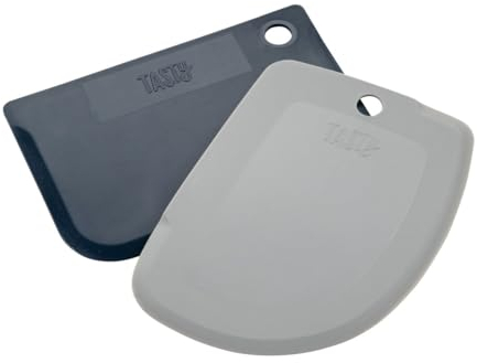 Tasty Set di 2 biglietti per impasti, in plastica PP, colore blu scuro e grigio, ideale per raschiare, levigare e decorare i vostri prodotti da forno