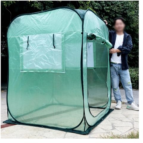 Pop-up Gewächshaus Zelt, Mini-Gewächshaus, Tragbares begehbares Blumenhaus, Indoor Outdoor Gartenanlage Sonnenschein Raum, Durable PE Abdeckung, einfach zu lagern ( Farbe : Grün , Größe : 183x183x215c
