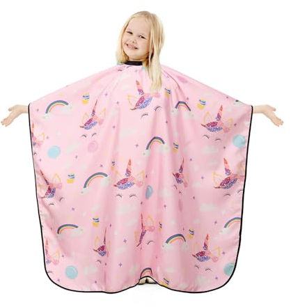 Zasjon Mantella Parrucchiere Bambino, Impermeabile Mantella Barbiere con Chiusura a Scatto Regolabile, Cartoon Mantella Taglio Capelli per Bambini Barber Cape per Ragazzi Ragazze