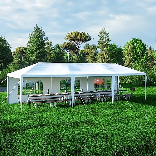 10 X 30 Outdoor Wedding Party Tent Camping Shelter Gazebo Canopy with 8 Removable Sidewalls Easy Set Gazebo BBQ Pavilion Canopy Cater Events (8 Sidewalls)