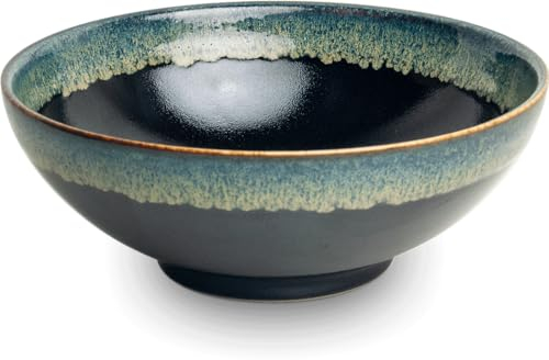 Bol Japonais - Maguma Noir - Céramique - Grand Bol à Ramen - Bol à Fruits et Plat de Service - Saladier - Bols et Saladier - Bol Mélangeur - Vaisselle Japonaise