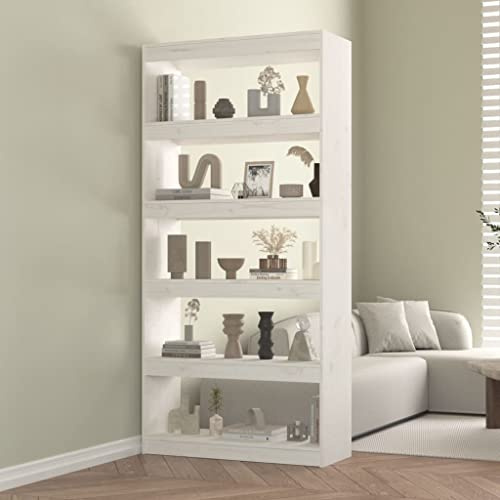 CKioict Eckvitrine Modernes Standregal Wohnzimmermöbel Bücherregal/Raumteiler Weiß 80x30x167,4 cm Massivholz Kieferfür Wohnzimmer, Schlafzimmer, Büro