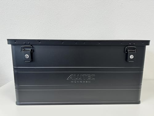 ALUTEC Aluminiumbox Classic 93 (Farbe Schwarz, Inhalt 93 ltr., Innenmaße (LxBxH) 750 X 350 X 355 mm/Außenmaße (LxBxH) 775 X 385 X 375 mm, Aufbewahrungsbox, Alubox) 11093BLACK