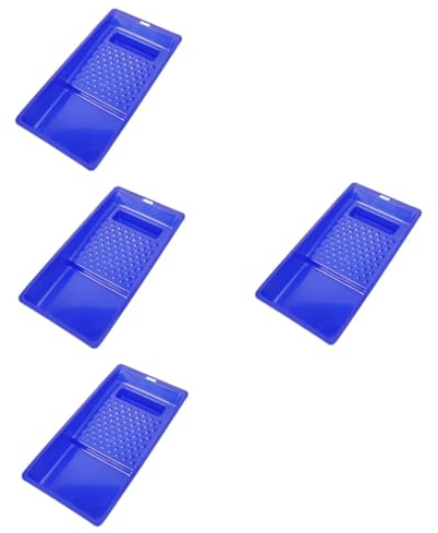Housoutil 4 Stück Farbtablett plastikfass plastikeimer lackwanne Schleifen Kunststoffwanne Werkzeug Maltablett zur Dekoration Vorratsbehälter für Farbe mischen malen Walzenbürste Container