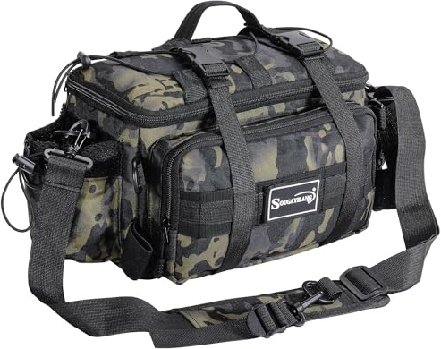 Sougayilang Fishing Tackle Bags - Fishing Tackle Storage Bags for Saltwater or Freshwater Fishing Gear - Padded Shoulder Strap - Tackle Box Bag Fishing Bag(Green)