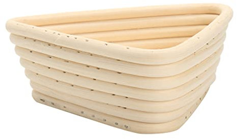 Hoement 2stücke Dreieckiger Gärkorb Handgewebt Korbset Brotbackwerkzeug Mit Abdeckung Khaki Backzubehör Für Heimbäckerei
