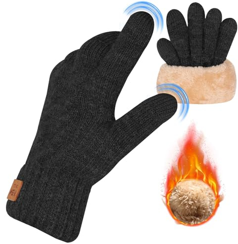 xyzmilz Handschuhe Damen Winter - Touchscreen Warme Thermo Fleece Strickhandschuhe Thermohandschuhe Outdoor Winter Fahren Radfahren Angeln Laufen Skifahren für Männer und Frauen