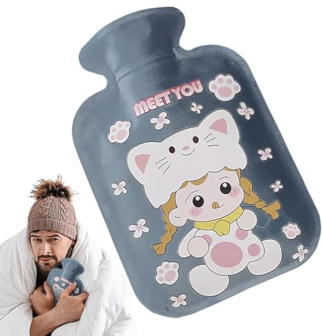 Bolsa de agua caliente con funda de 500 ml, bolsa de agua caliente de felpa para invierno, bolsa de calor suave de gran capacidad, calentador de cama para manos y cintura