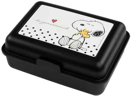 United Labels The Peanuts Brotdose mit Trennwand 17,5x12,8x6,9 cm, Schwarz, Snoopy Lunchbox Herzensmensch, Brotbox spülmaschinenfest