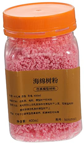 Polvo de Césped Artificial de Esponja Rosa 400ml para Maquetas | Distribución Escena, Decoración Escenográfica, Vegetación de Modelismo, Material Base para Escenografía