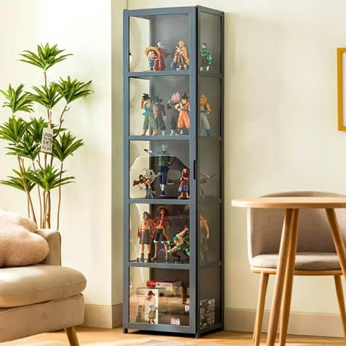 uofgcru Stehend Sammlervitrine, Vitrinenschrank Vitrine mit Acryltür, sammlervitrine wohnzimmerschrank, Glasvitrine, bücherregal glastüren,Acryl-Sammlungsvitrine, für Bücher, Wein, Büro(42×33×162cm)