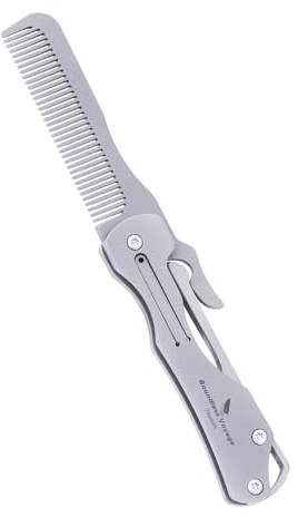 Boundless Voyage Falten Taschenkamm für Männer Taschenkamm für Bartpflege, Haar Styling für Schnurrbart Pflege Compact Flip Comb, tragbare Herren EDC Zubehör (Ti9011O)