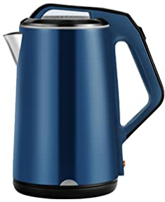 HNVBDOPAE Bouilloire Électrique À Double Paroi En Acier Inoxydable Avec Chauffe-Eau Rapide de 1 500 W, Technologie Pour Café, Thé Et Eau Chaude, Verrouillage de Sécurité, 2,3 L/Bleu/Bleu