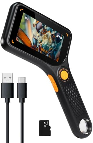 Microscopio Digitale con Ingrandimento 500X e Schermo IPS da 3 | 8 Luci LED Regolabili | Messa a Fuoco Automatica | Slot per Scheda TF | Ricarica USB-C Microscopio USB Tascabile Portatile
