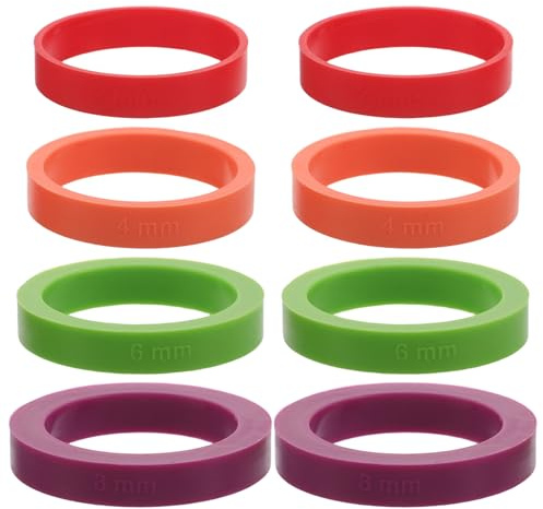 CIYODO Anillos de Silicona para Rodillo de Masa 8 Piezas Multicolores, Guías Ajustables de Grosor (2 Mm, 3 Mm, 6 Mm, 10 Mm) para Hornear, Accesorios Antideslizantes para