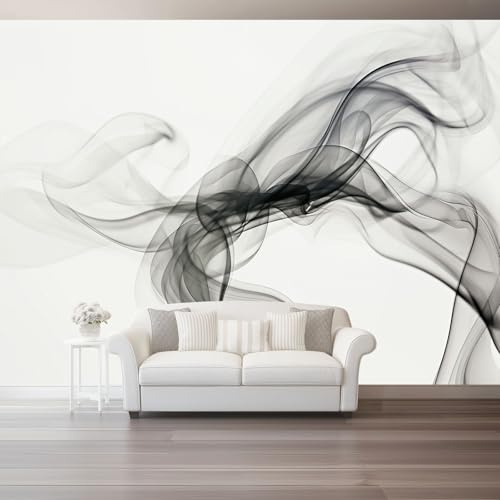 Générique Papier Peint Panoramique Paysage de Peinture À L'Encre Monochrome Artistique, Intissé Blanc pour Salon Chambre Restaurant Couloir TV Fond Décor Mural - 200 x 140 cm（WxH