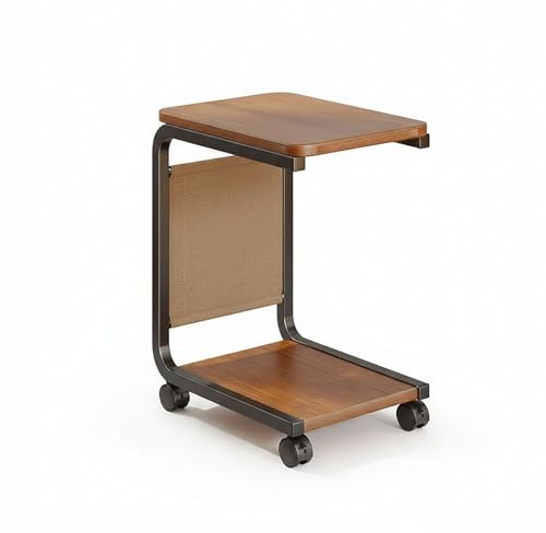 YOWLLXOF Mueble Impresora con Almacenamiento de 2 Niveles,Carro para Impresora con Ruedas giratorias de 360° y Frenos, para Oficina en casa, salón,Espacios pequeños(Walnut)