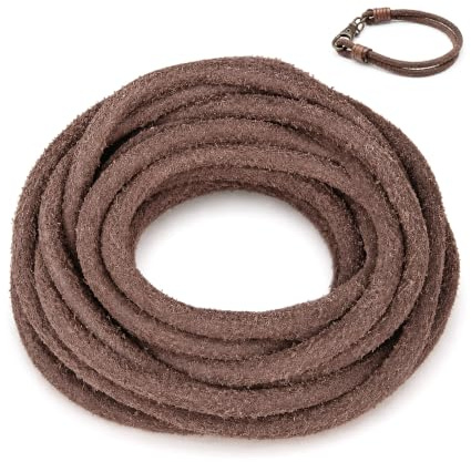5 M Cordino Vera Pelle Rotondo 4 MM,Cordino Cuoio per Collane,HMCEY Cordoncino per Braccialetti Fai da Te,Cordoncino Pelle Gioielli,Laccio In Cuoio Scarpe,Leather Cord For Necklace per Fai Da Te