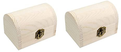 DFH 2 Scatole in Legno a Forma di Baule Scatola portagioie Gioielli confanetto portaoggetti da Decorare decoupage 59722 F48