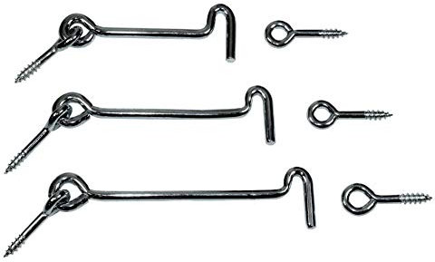 SN-TEC Sturmhaken/Lukenhaken/Überwurf extra stabil verzinkt mit Öse, Länge von 100 bis 140mm zur Auswahl (Mengen- und Längenauswahl möglich) (10, Länge: 120mm)
