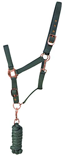 Hy Rose Gold Lead Rope & Head Collar Full Size Grey Rose Gold