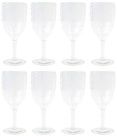 YöL Wine Goblet Set of 8 Wine Glasses Drinks Tumbler Picnic BBQ Outdoor Dining Cups Wine Cups Re-usable Plastic Party Tableware