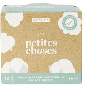 Les Petites Choses Tampons Flux Normal Sans Applicateurs Coton Bio Boîte de 18