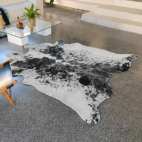 rugoo Faux Cowhide Rug 6.4 ft x 8 ft Black and White Cow Print Area Rug Faux Animal Skin Rug for Living Room Bedroom Nursery