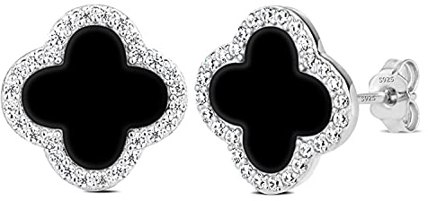 Love & Forever Vierblättriges Kleeblatt Ohrringe für Frauen, Damen Silber 925, Antiallergische Ohrstecker, Geschenke für Valentinstag, Silber
